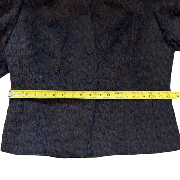 Akris Chocolate Brown Faux Fur Blazer 3 Button Geometric Collar Alpaca/Wool - Picture 8 of 10